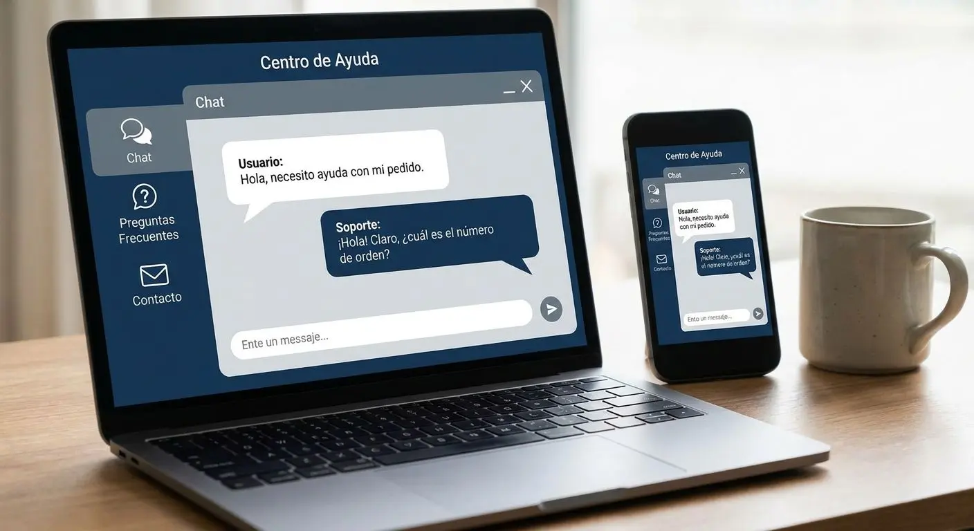 Interfaz de chat en vivo y centro de ayuda online