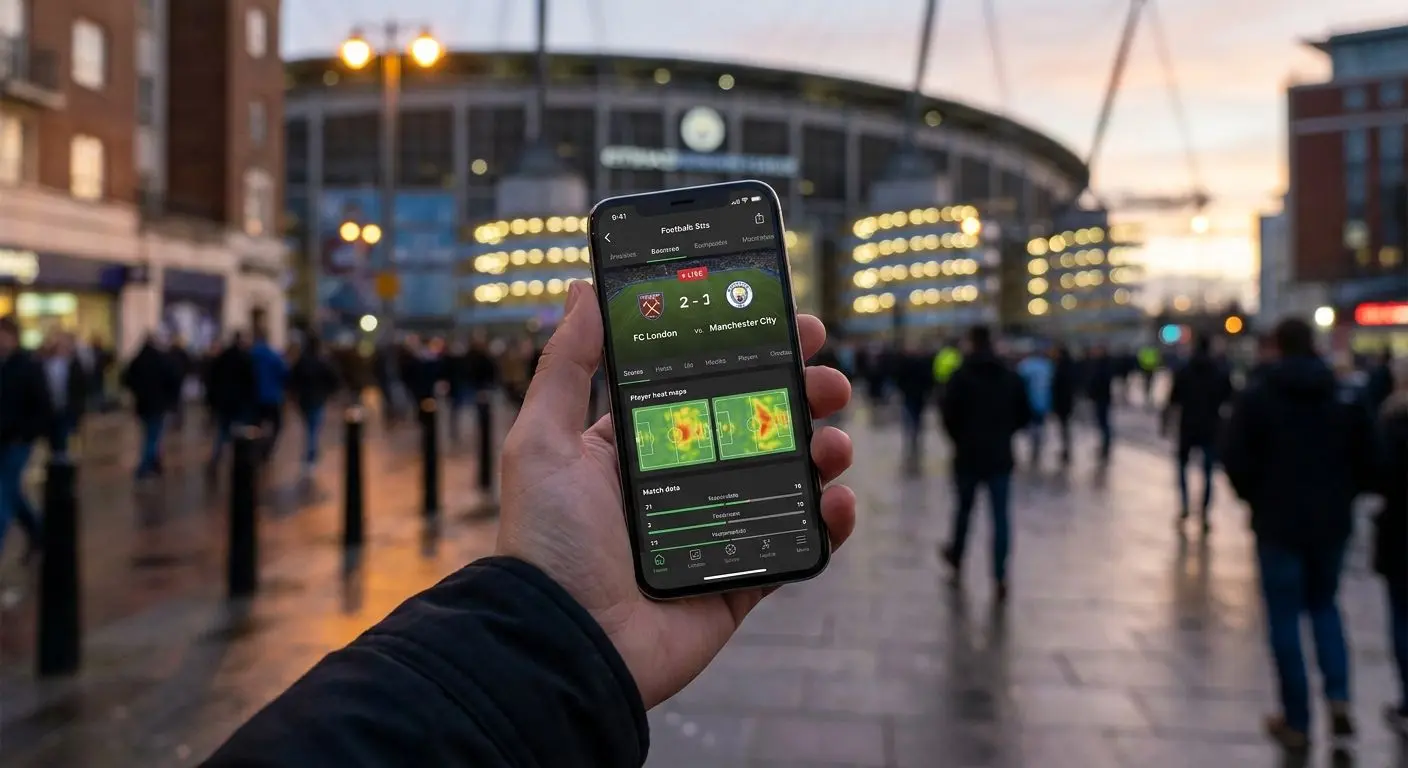 Usuario con smartphone y pantalla optimizada para seguir fútbol desde el móvil