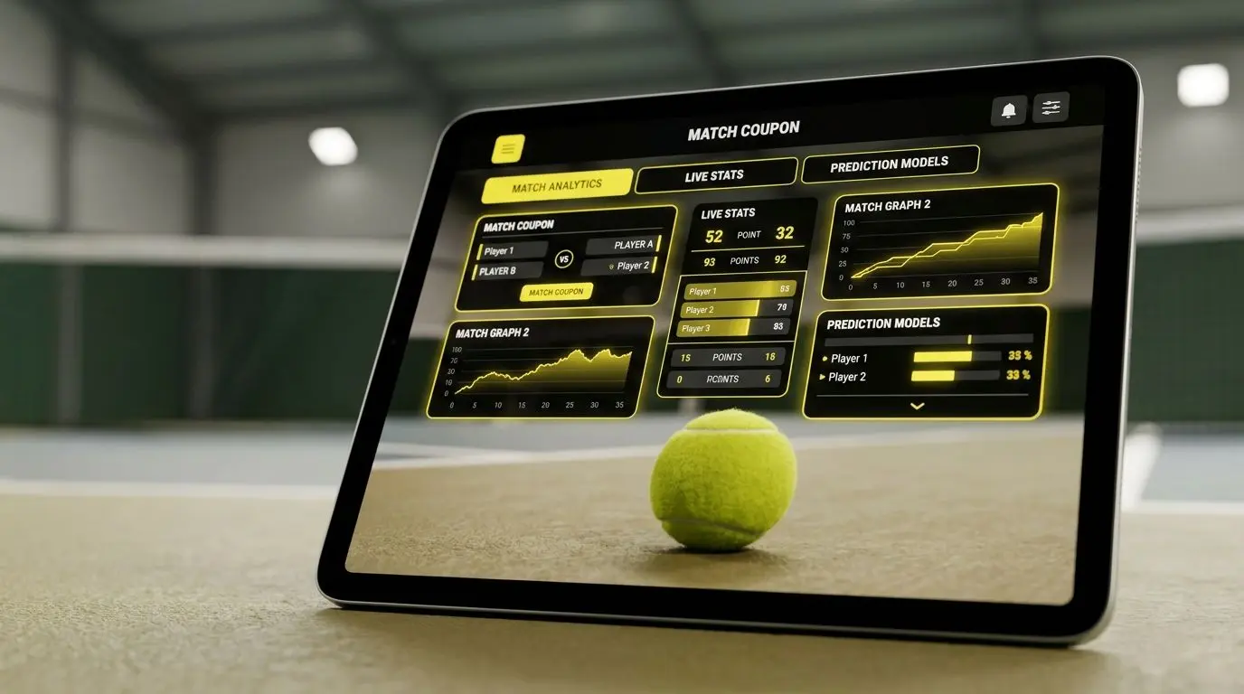 Interfaz general de tenis con cupón y pista